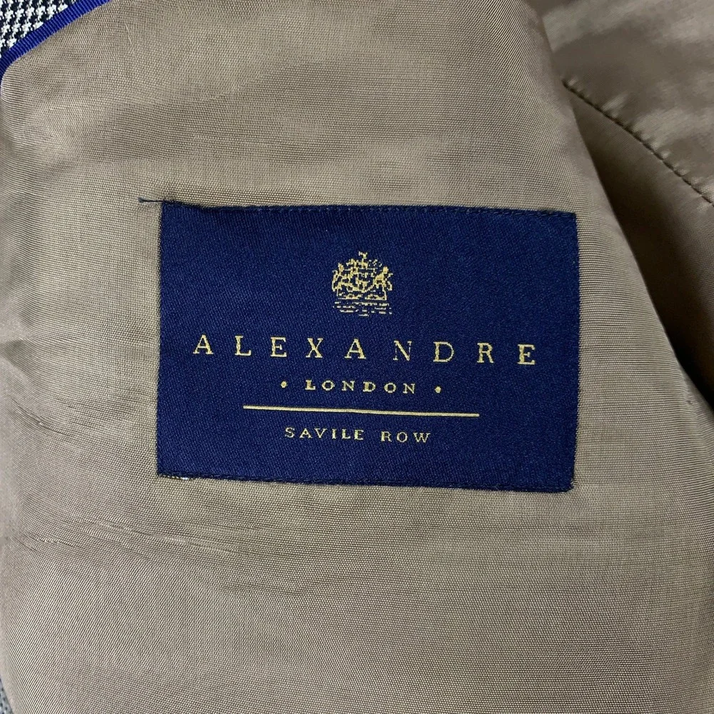 Alexandre London Savile Row Blazer 40S Tan Houndstooth Wool Sport Coat Short